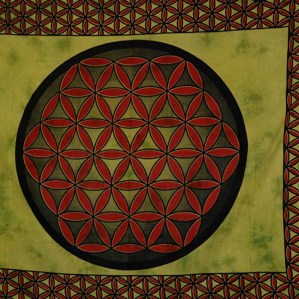 Kunst Und Magie Tagesdecke Wandbehang Blume des Lebens Mandala Tuch Indien ca. 230 x 210 cm von Kunst und Magie Discount Store für neue Produkte
