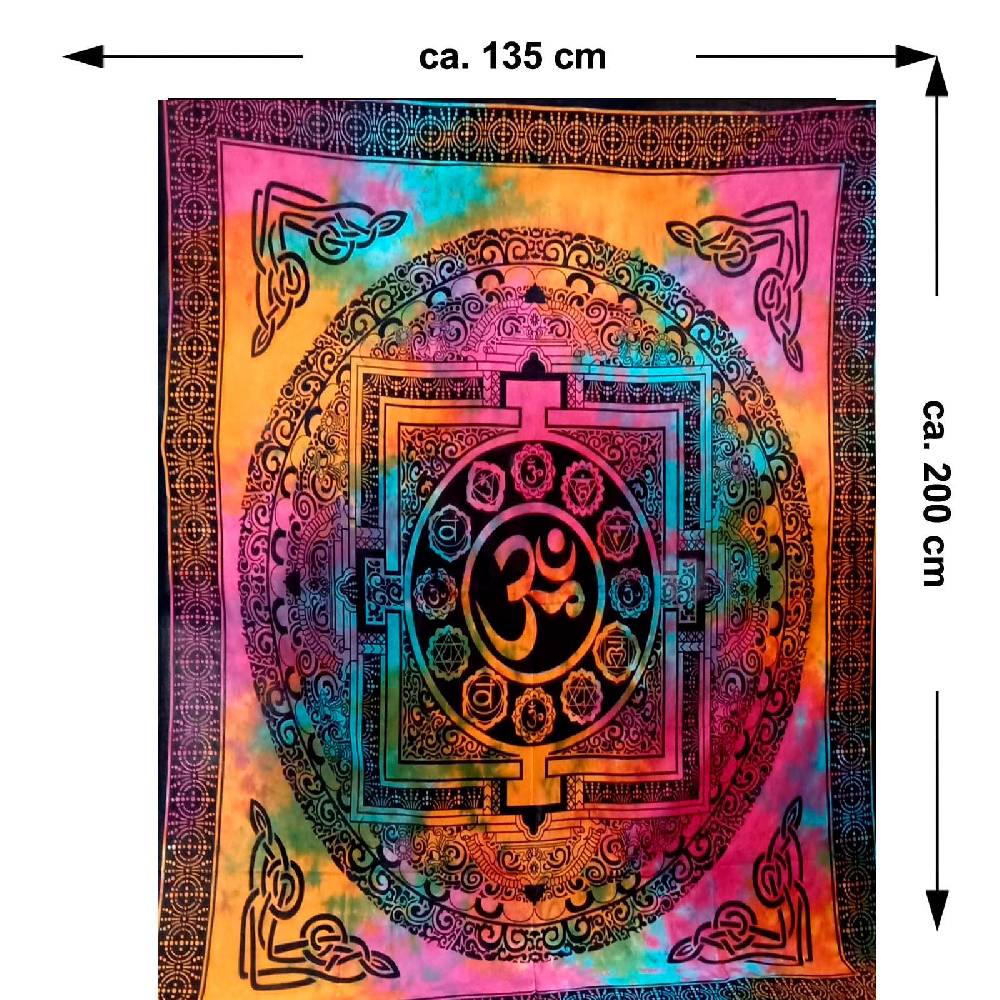 Kunst Und Magie Aum Tagesdecke Wandbehang Deko Tuch OM Yantra Mandala Yoga Goa Hippie ca. 200x135cm Nur noch ein Tag übrig