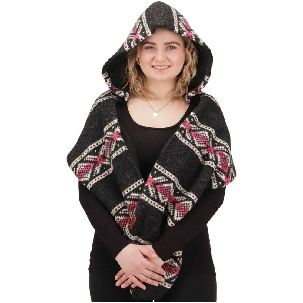 Kunst Und Magie Damen Kapuzenschal Loop Schal Hoodie Schalmütze Poncho aus Wolle gestrickt Angebote
