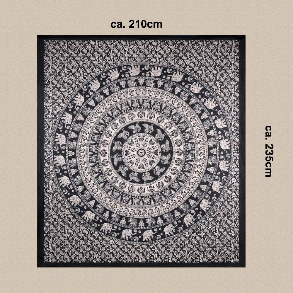 Kunst Und Magie Kunst und Magie Tagesdecke Wandbehang Deko Tuch Elefant Mandala ca. 210 x 235 cm Schlussverkauf