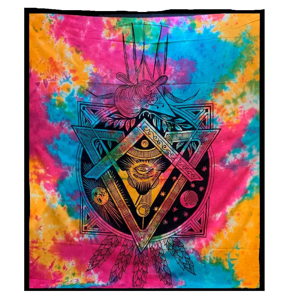 Kunst Und Magie Freimaurer Symbol Tagesdecke Wandbehang Bunt Deko Auge Gottes Tuch Bunt ca. 200 x 230cm Fabrikverkauf