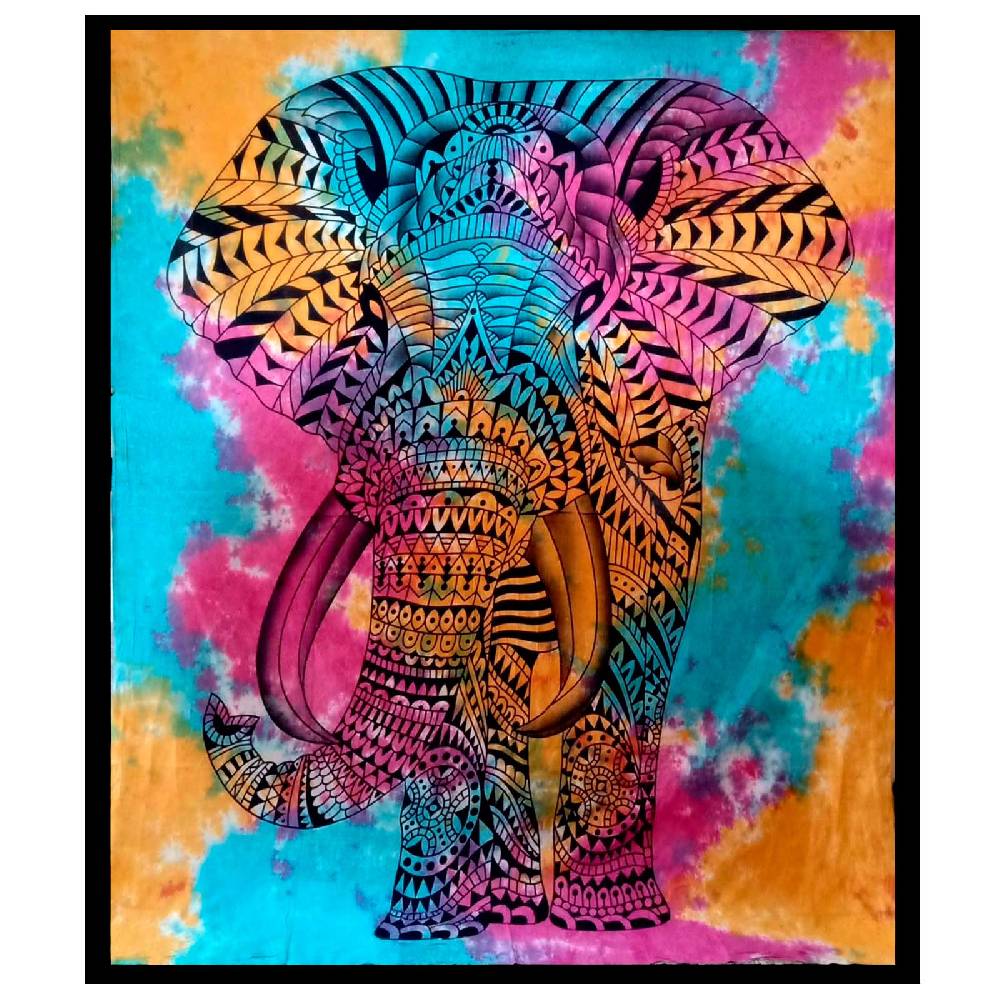 Kunst Und Magie Kunst und Magie Tagesdecke Wandbehang Bunt Deko Tuch Elefanten Bunt ca. 200 x 230cm Meist gekauft