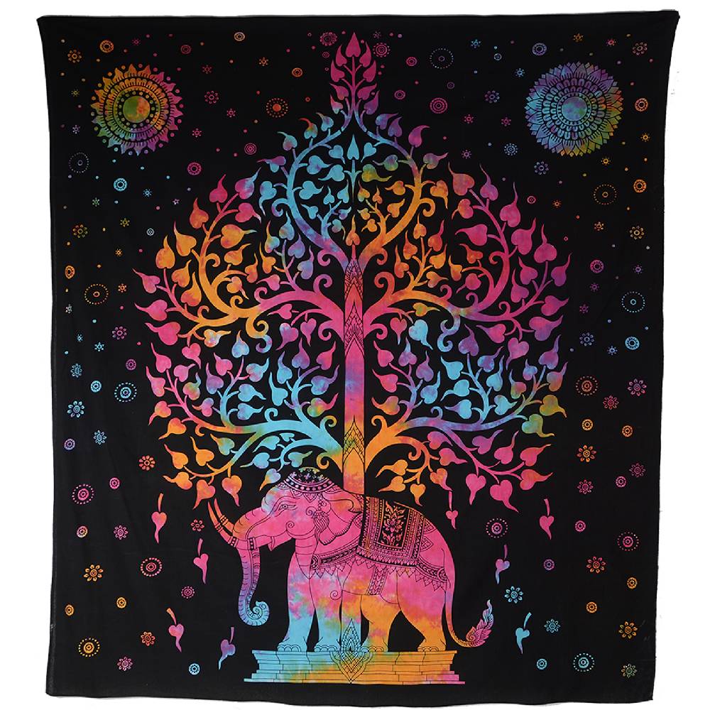 Kunst Und Magie Kunst und Magie Wandbehang Elefant Baum des Lebens ca. 105 x 73 cm Dekotuch