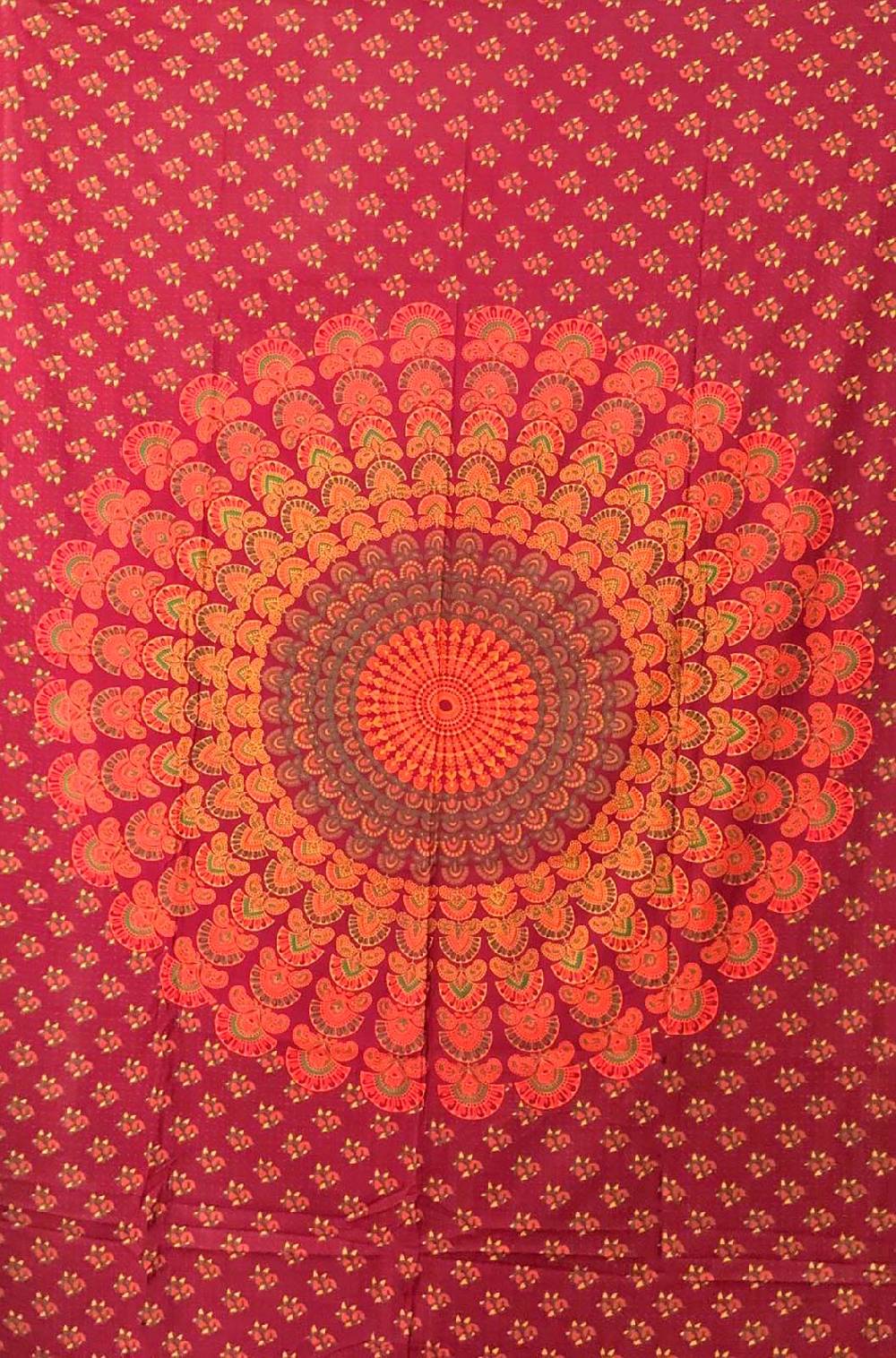 Kunst Und Magie Tagesdecke Wandbehang Mandala Deko Tuch Peacock Pfau XL ca. 200 x 230cm Sonderangebot