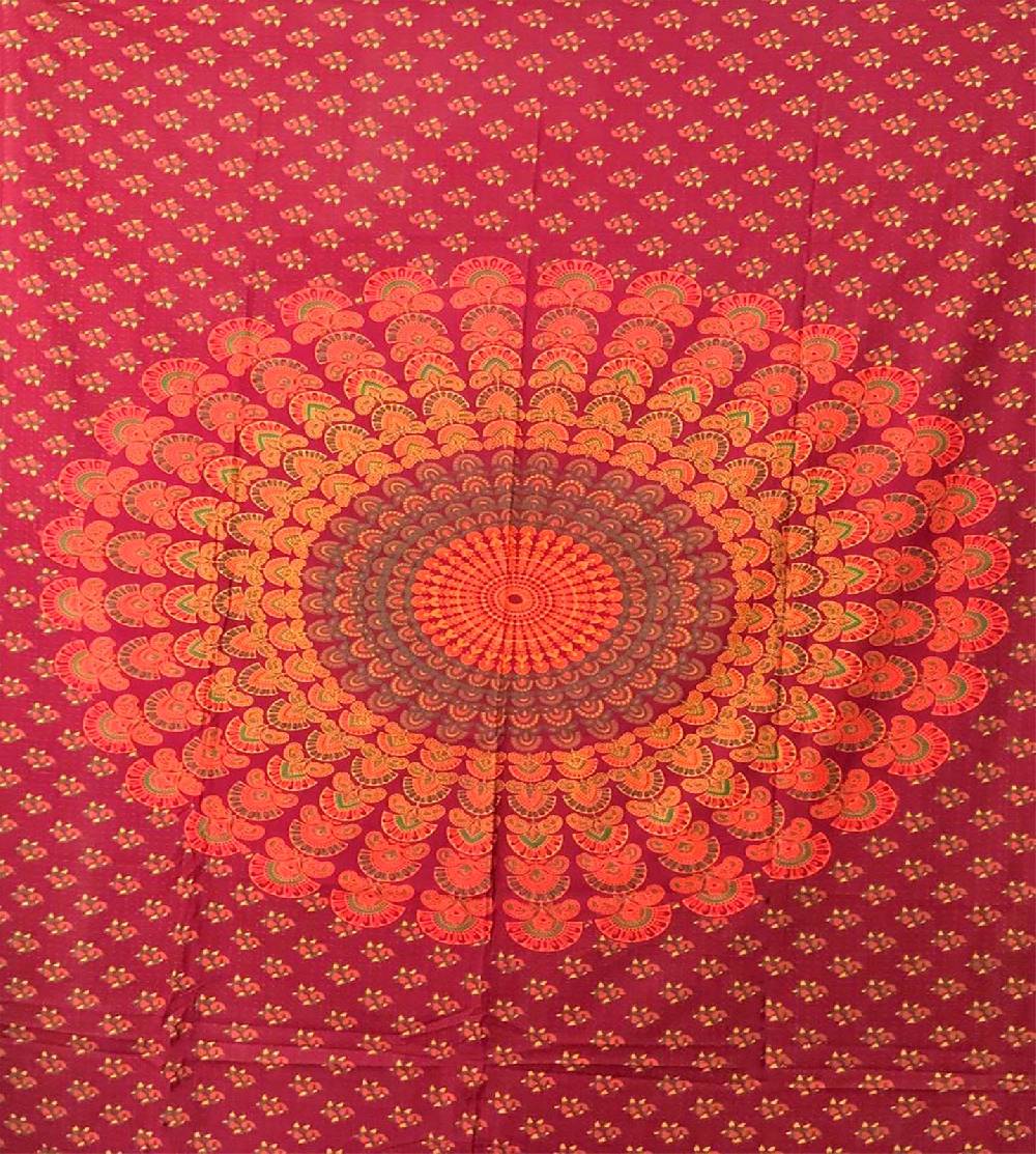 Kunst Und Magie Tagesdecke Wandbehang Mandala Deko Tuch Peacock Pfau XL ca. 200 x 230cm Sonderangebot