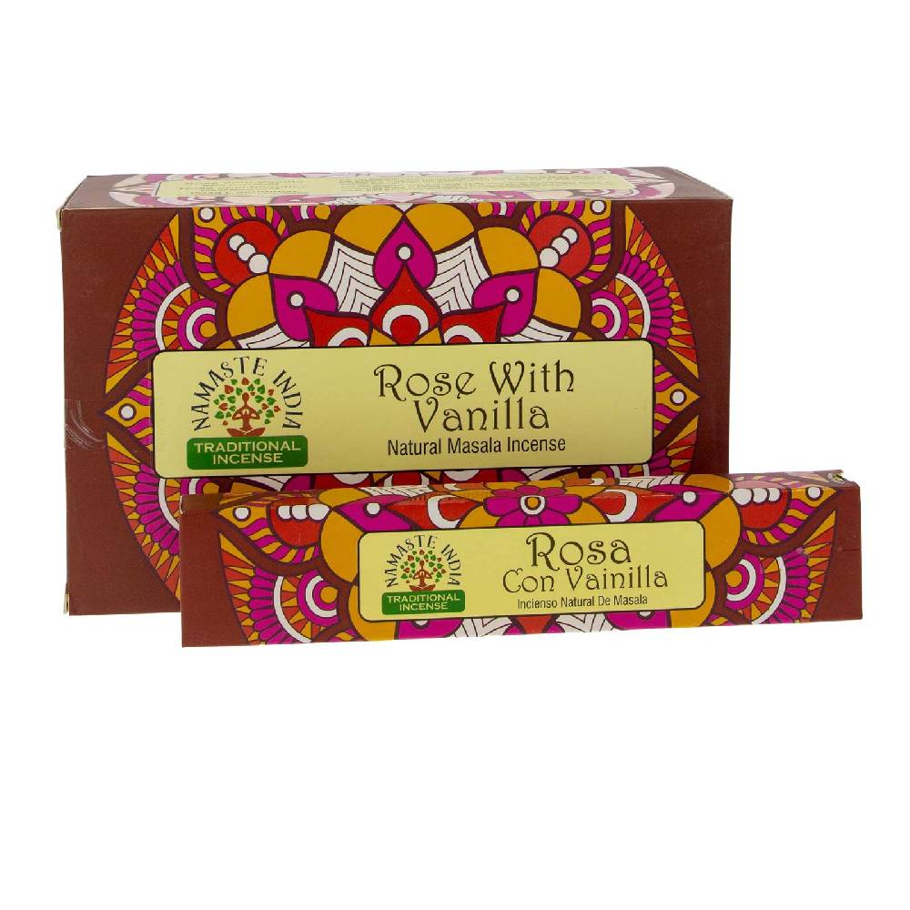 Kunst Und Magie Rose mit Vanille Räucherstäbchen Namaste India Vatertagsangebot