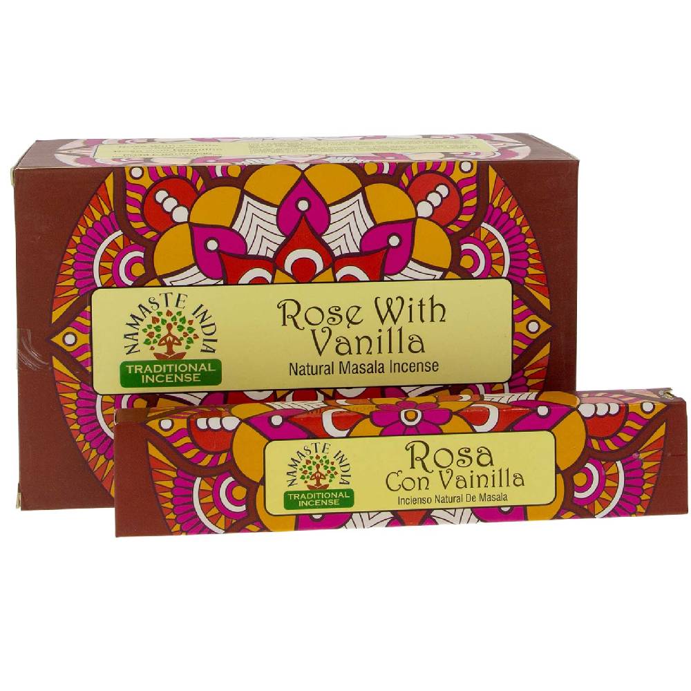 Kunst Und Magie Rose mit Vanille Räucherstäbchen Namaste India Vatertagsangebot