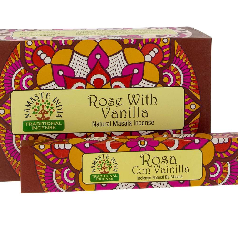 Kunst Und Magie Rose mit Vanille Räucherstäbchen Namaste India Vatertagsangebot