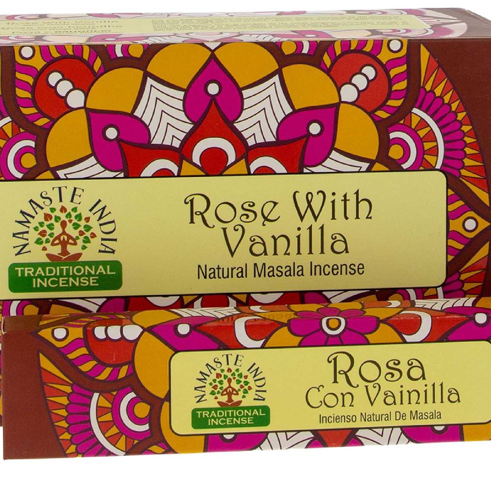 Kunst Und Magie Rose mit Vanille Räucherstäbchen Namaste India Vatertagsangebot