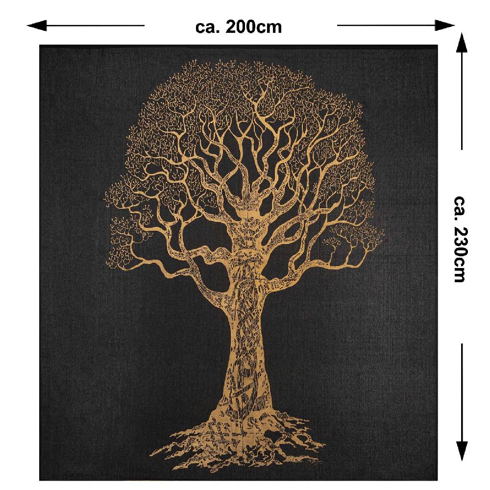 Kunst Und Magie Kunst und Magie Tagesdecke Wandbehang Deko Tuch Goldener Baum ca. 200 x 230cm XL Bis zu 65% Rabatt