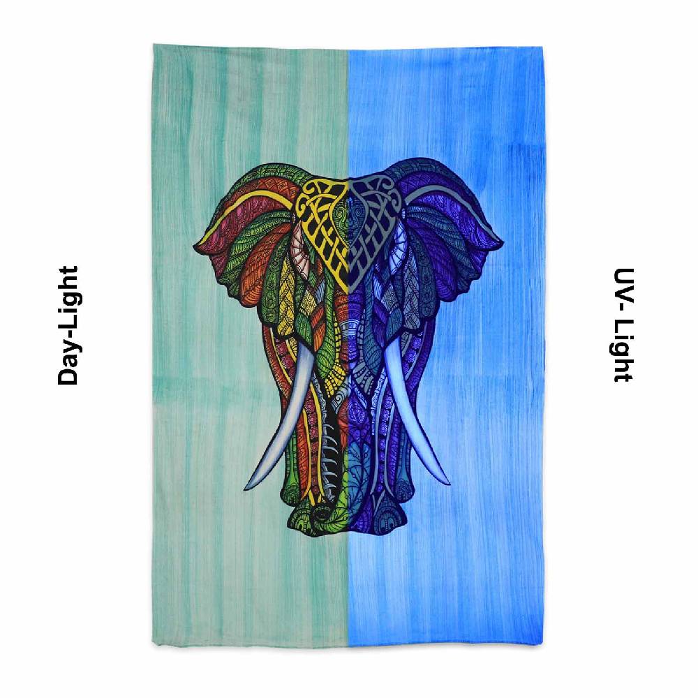 Kunst Und Magie Kunst und Magie XL Tagesdecke Wandbehang Deko Elefant Meditation UV Aktiv ca. 200 x 230 cm Nur für heute