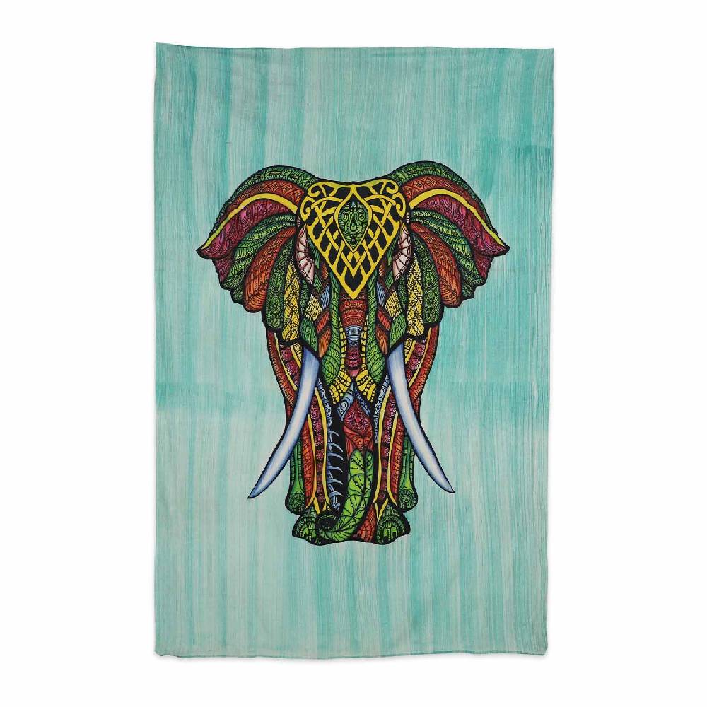 Kunst Und Magie Kunst und Magie XL Tagesdecke Wandbehang Deko Elefant Meditation UV Aktiv ca. 200 x 230 cm Nur für heute