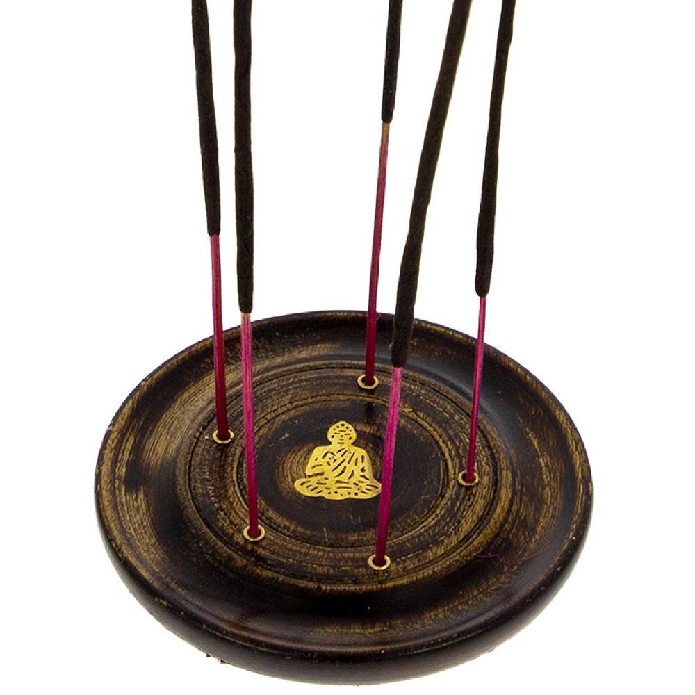 Kunst Und Magie Buddha Halter für Räucherstäbchen Kegel Räucherstäbchenhalter aus Holz Rund 10cm Sonderangebot der Fabrik