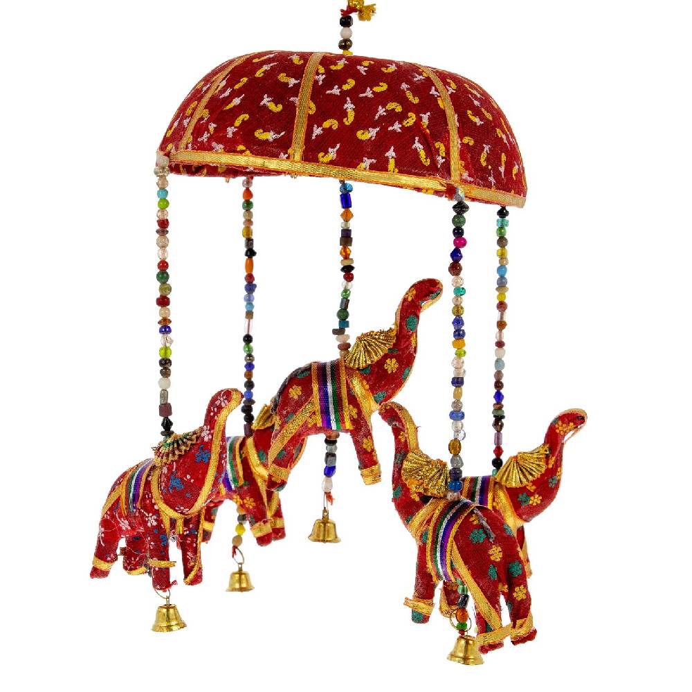 Kunst Und Magie Windspiel Indisches Elefanten Mobile mit Glocke Dekoration Bis zu 55% Rabatt