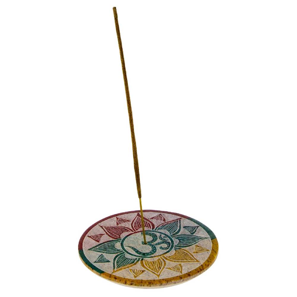 Kunst Und Magie OM Halter für Räucherstäbchen und Kegel Räucherstäbchenhalter aus Speckstein 10cm Riesige Rabatte