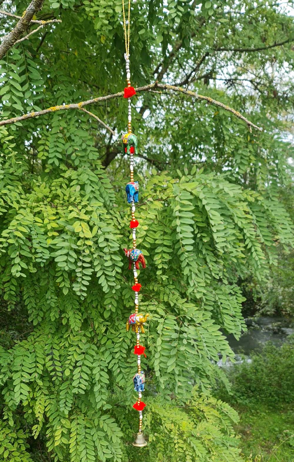 Kunst Und Magie Windspiel Indisches Elefanten Mobile mit Glocke Dekoration Girlande Clearance-Verkauf