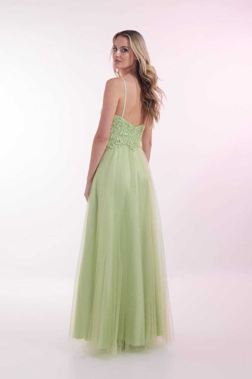 Laona NOBLE TULLE DRESS Besticktes Maxikleid mit V-Ausschnitt und Tüll-Einsatz Bis zu 50% Rabatt