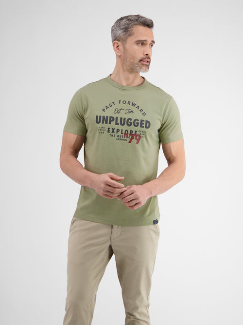 Lerros Unifarbenes T-Shirt mit Print Begrenzte Freigabe