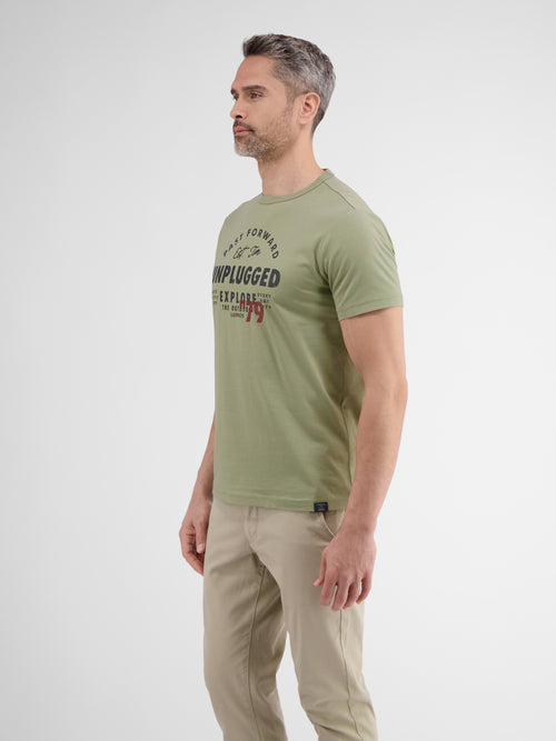 Lerros Unifarbenes T-Shirt mit Print Begrenzte Freigabe