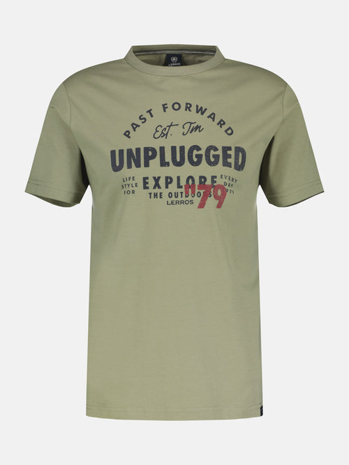 Lerros Unifarbenes T-Shirt mit Print Begrenzte Freigabe