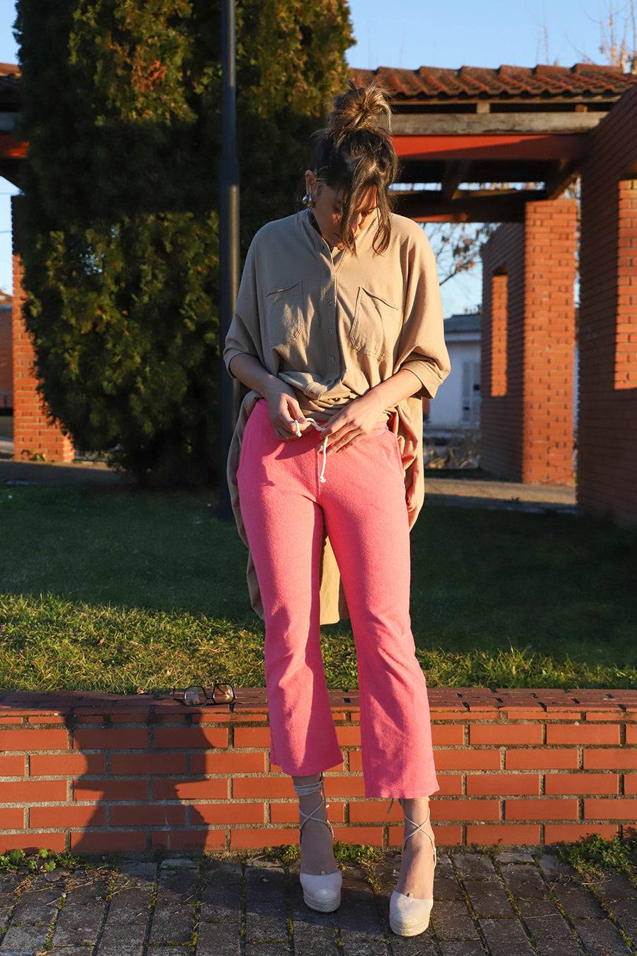 Liv Bergen Hose Frottee in pink lemonade 50% Rabatt mit kostenlosem Versand