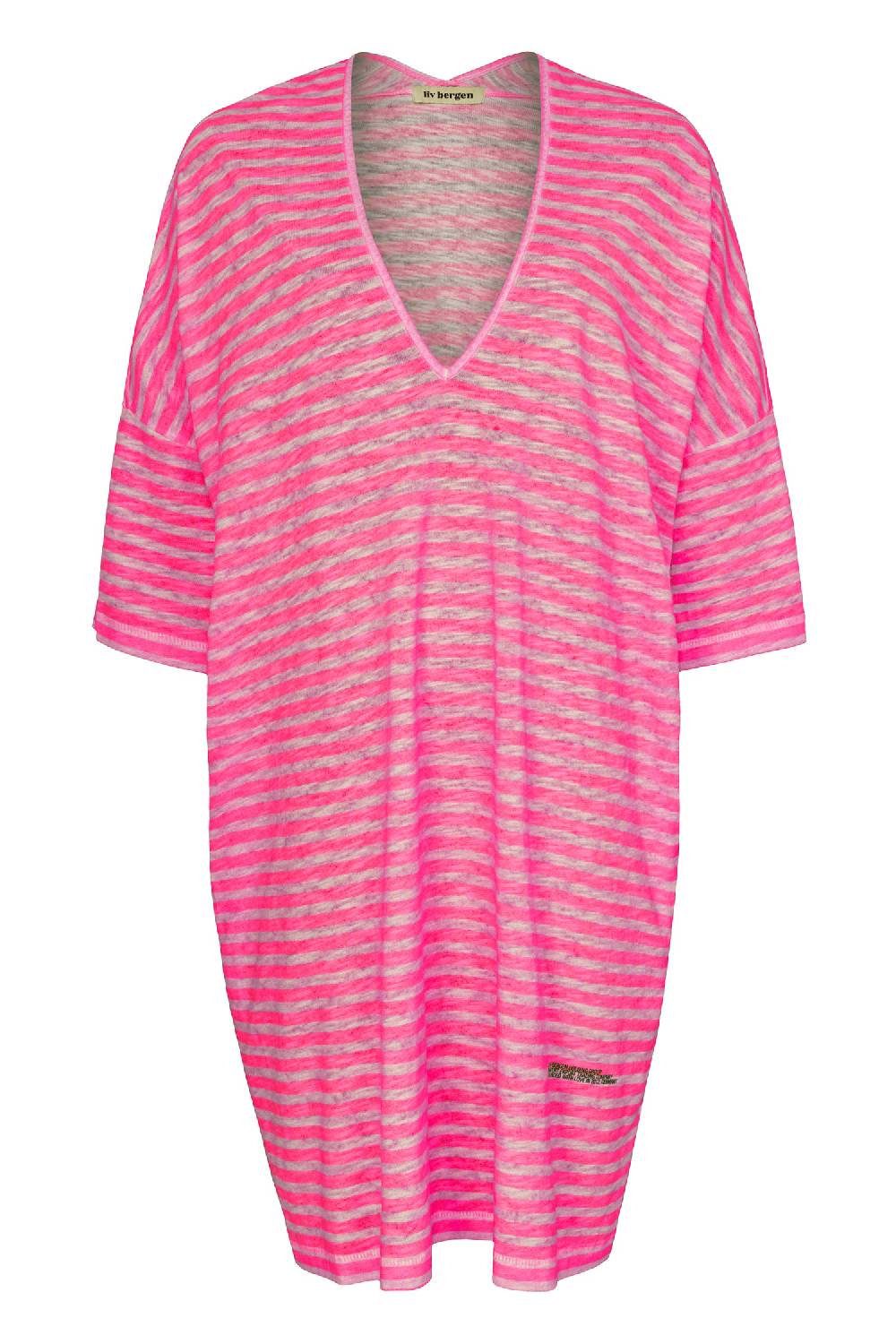 Liv Bergen Oversized Kleid in stripe neon pink Limitierter Zeitrabatt