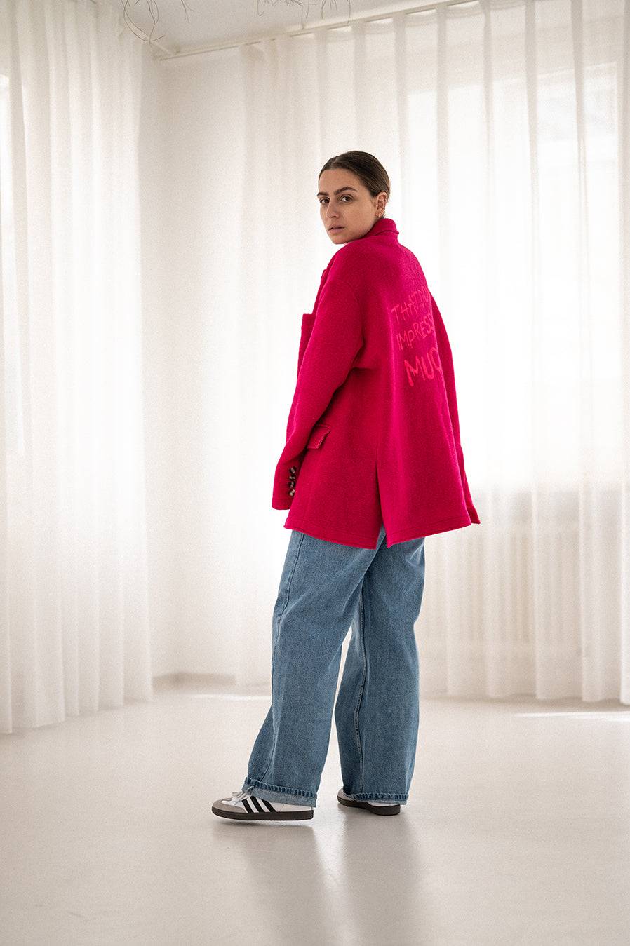 Liv Bergen Oversized Jacke "THAT DON'T IMPRESS ME MUCH" in creme Top Angebot