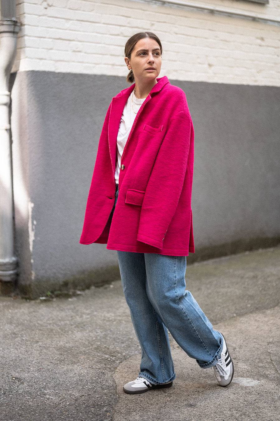 Liv Bergen Oversized Jacke "THAT DON'T IMPRESS ME MUCH" in pink Räumungsverkauf