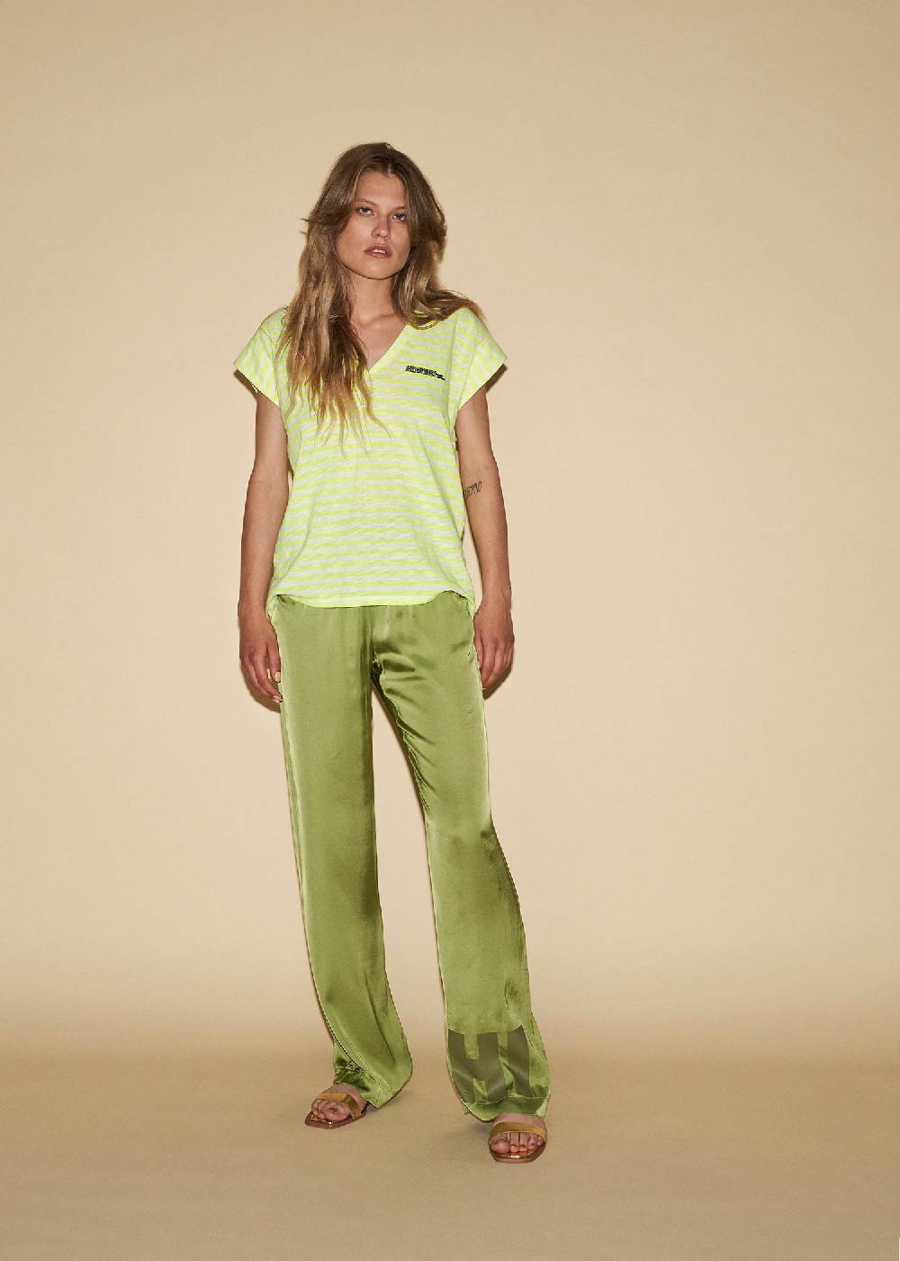 Liv Bergen T-Shirt Stripe in neon yellow Zeitbegrenzte Promotion