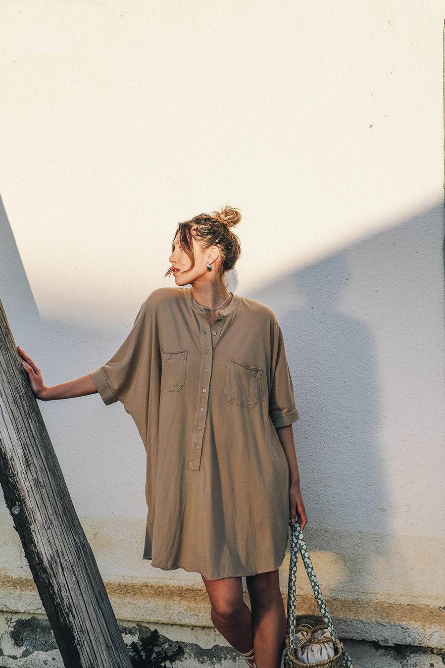 Liv Bergen Kleid oversized in safari Auslauf