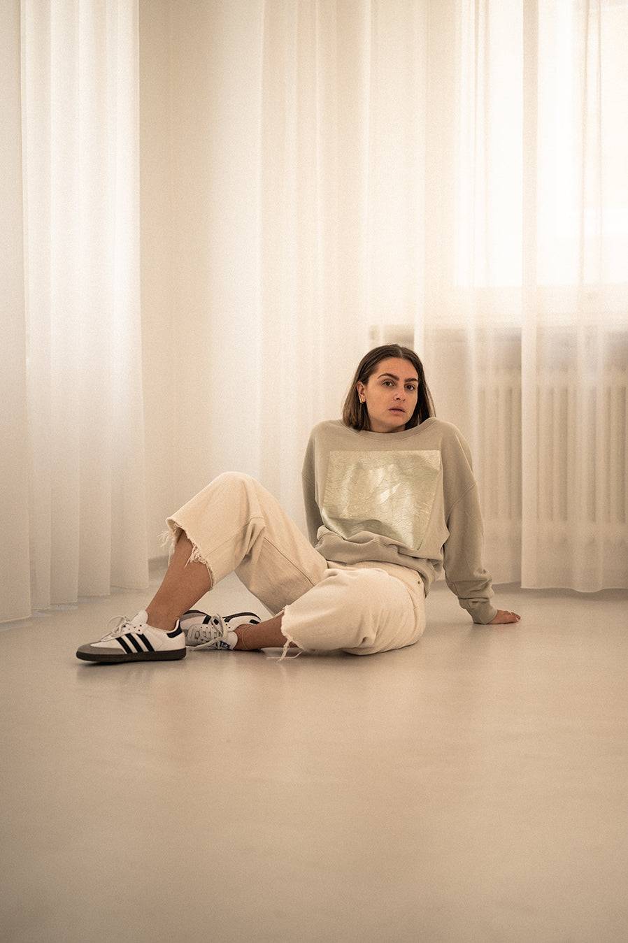 Liv Bergen Sweater square "100% Organic Cotton" in powder Exklusivangebot