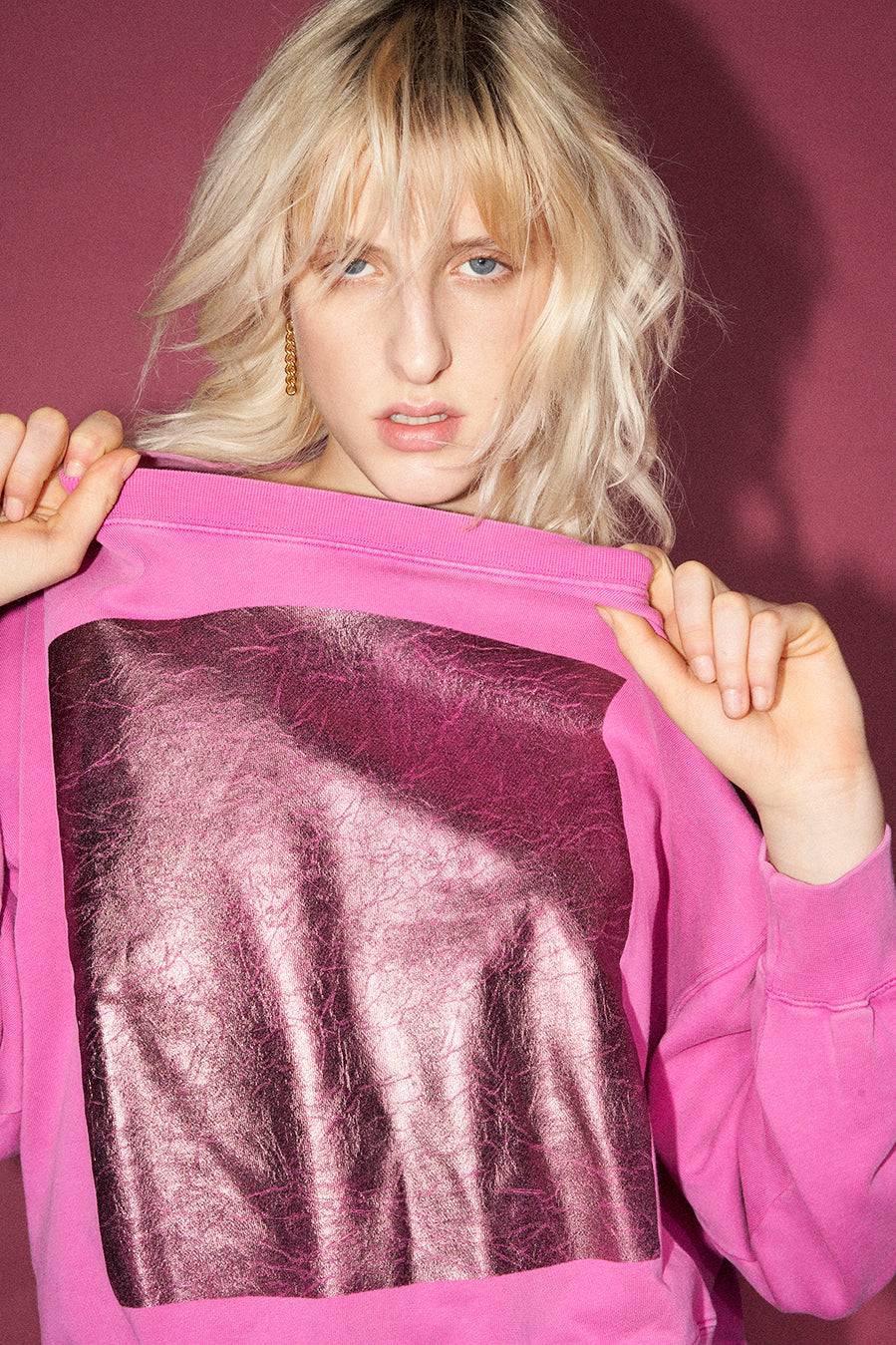 Liv Bergen Sweater square "100% Organic Cotton" in rose Preisnachlass