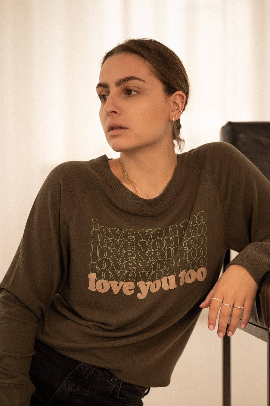 Liv Bergen Sweater LOVE in greg green 50% Rabatt für begrenzte Zeit