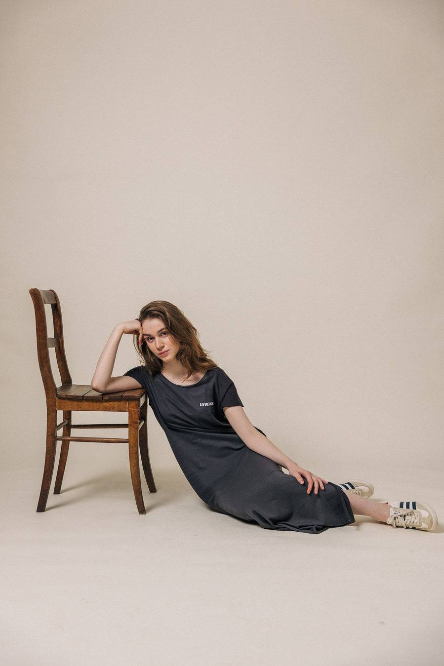 Liv Bergen Kleid Spray in charcoal Outlet
