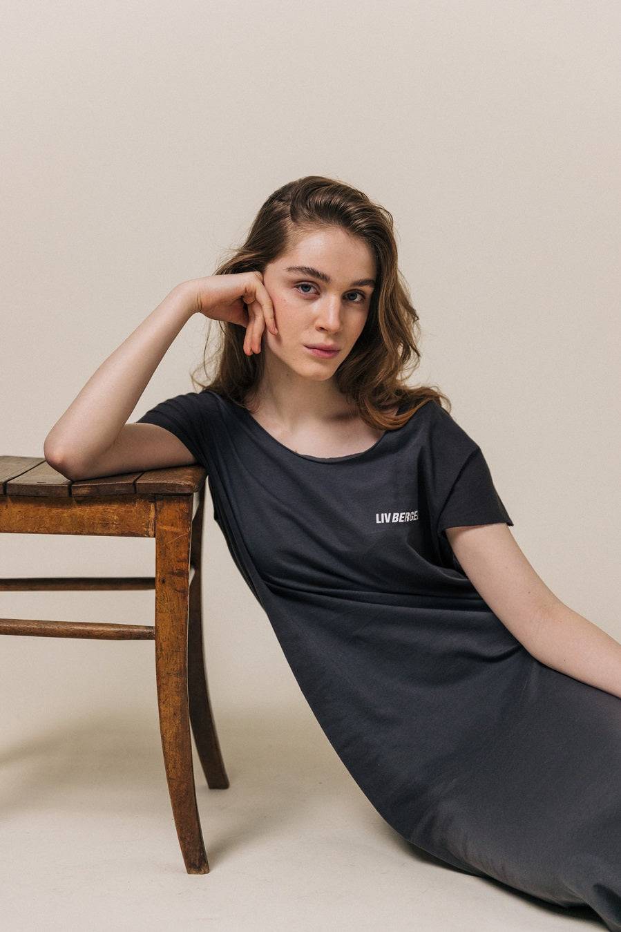 Liv Bergen Kleid Spray in charcoal Outlet