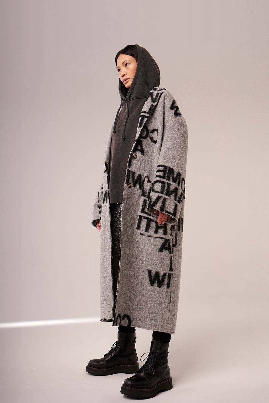 Liv Bergen Mantel Come in black/grey Tiefpreis