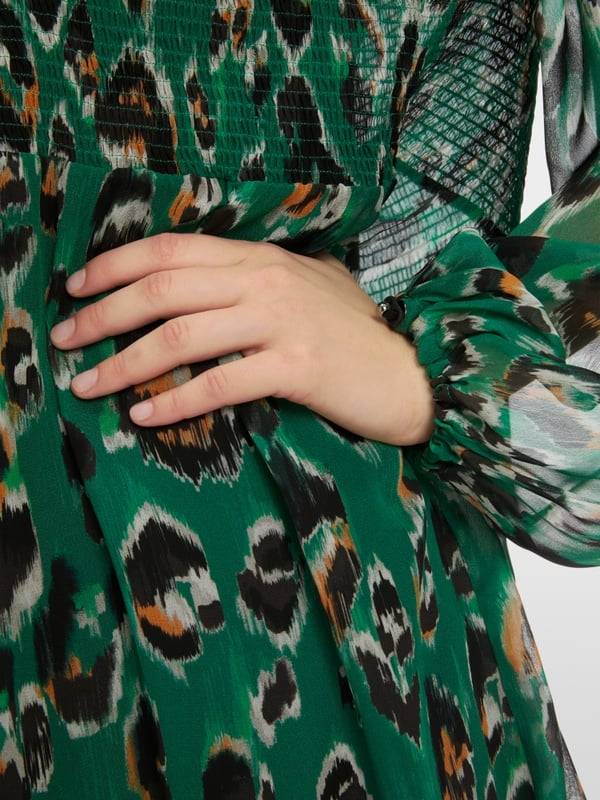 Marc Cain Gesmoktes Greo-Print-Kleid 50% Rabatt für begrenzte Zeit