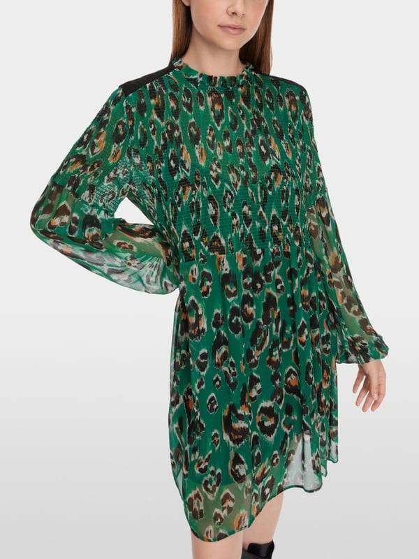 Marc Cain Gesmoktes Greo-Print-Kleid 50% Rabatt für begrenzte Zeit