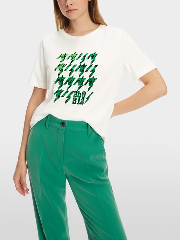 Marc Cain T-Shirt mit platziertem Chickcheck Tägliche Deals