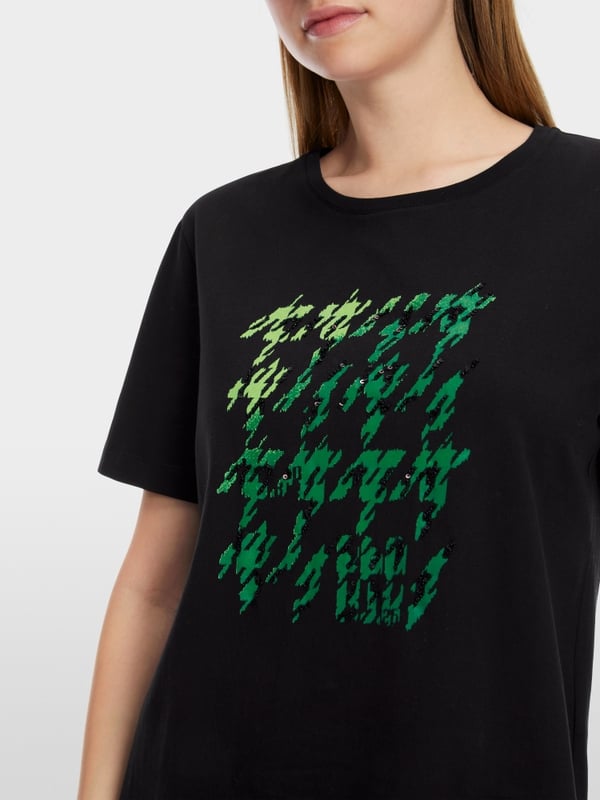Marc Cain T-Shirt mit platziertem Chickcheck Sonderangebote