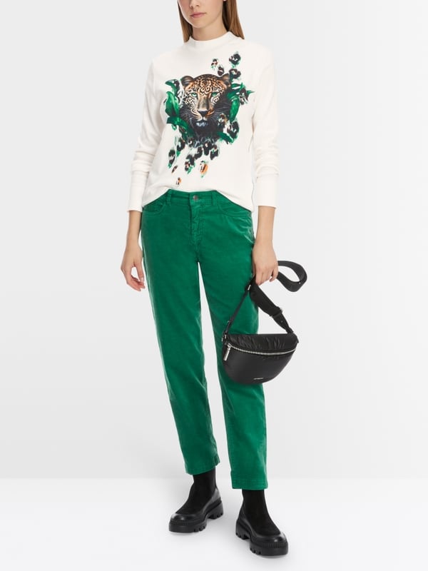 Marc Cain T-Shirt mit Leo-Kopf-Print Begrenzte Freigabe