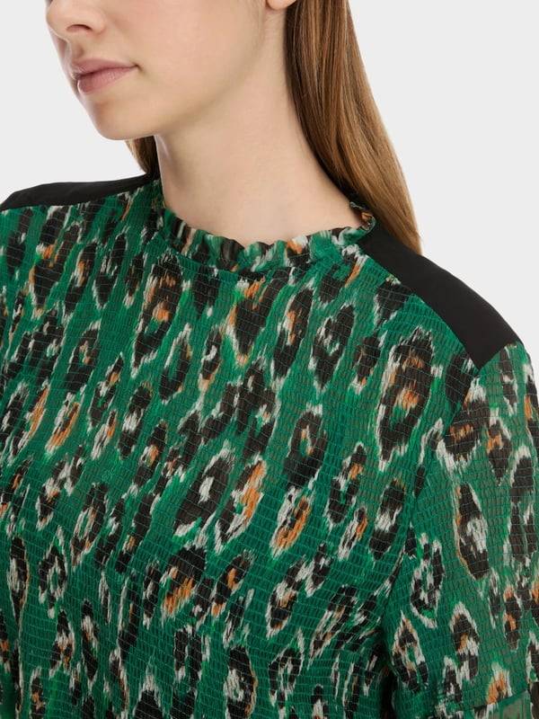 Marc Cain Gesmoktes Greo-Print-Kleid 50% Rabatt mit kostenlosem Versand