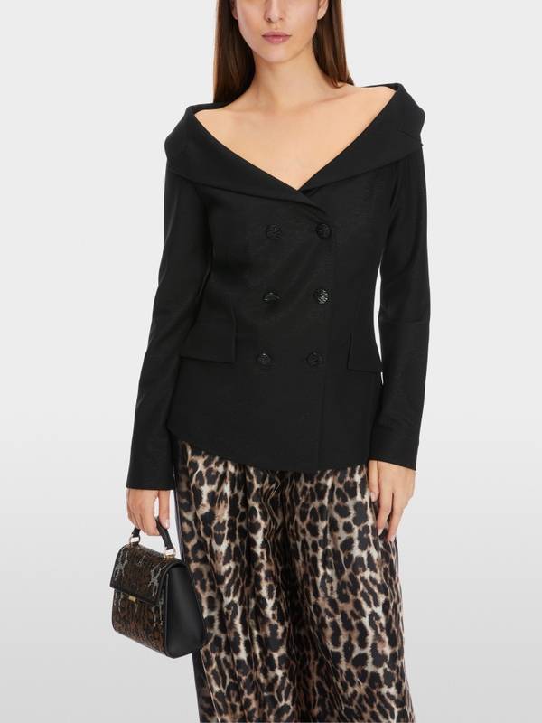 Marc Cain Dezent schimmernder Off-Shoulder-Blazer Outlet