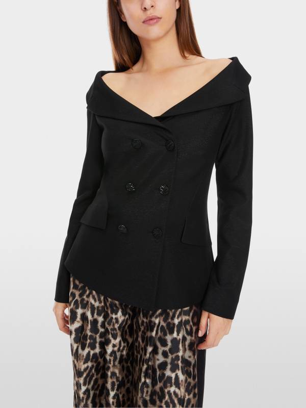Marc Cain Dezent schimmernder Off-Shoulder-Blazer Outlet