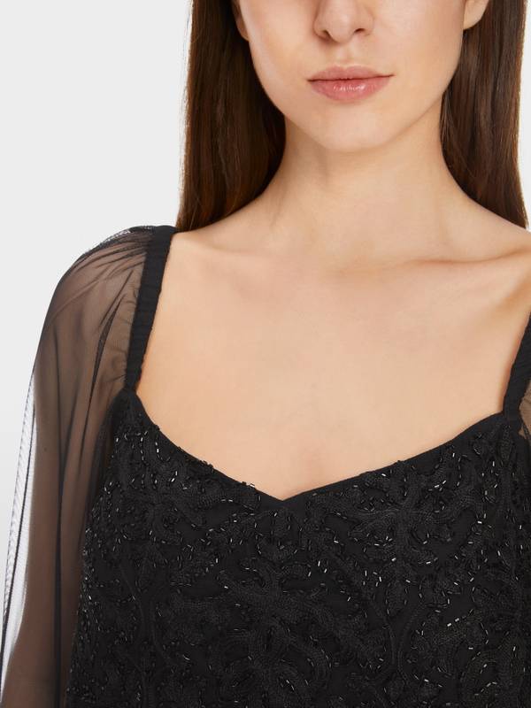 Marc Cain Spitzen-Bluse mit Perlen-Stickerei Großer Ausverkauf
