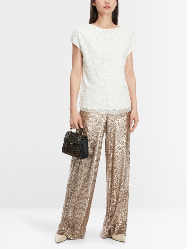 Marc Cain Voile-Bluse mit Stickerei Top Angebot