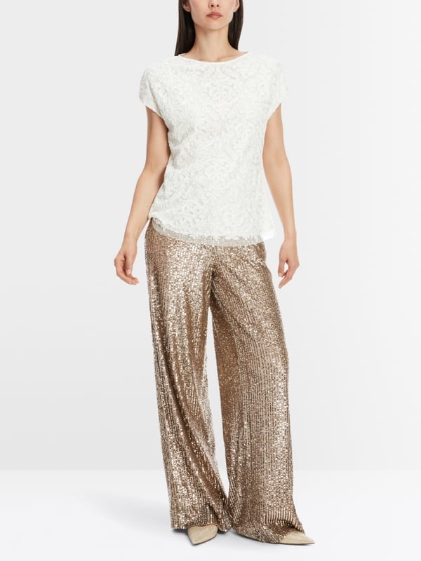 Marc Cain Voile-Bluse mit Stickerei Top Angebot