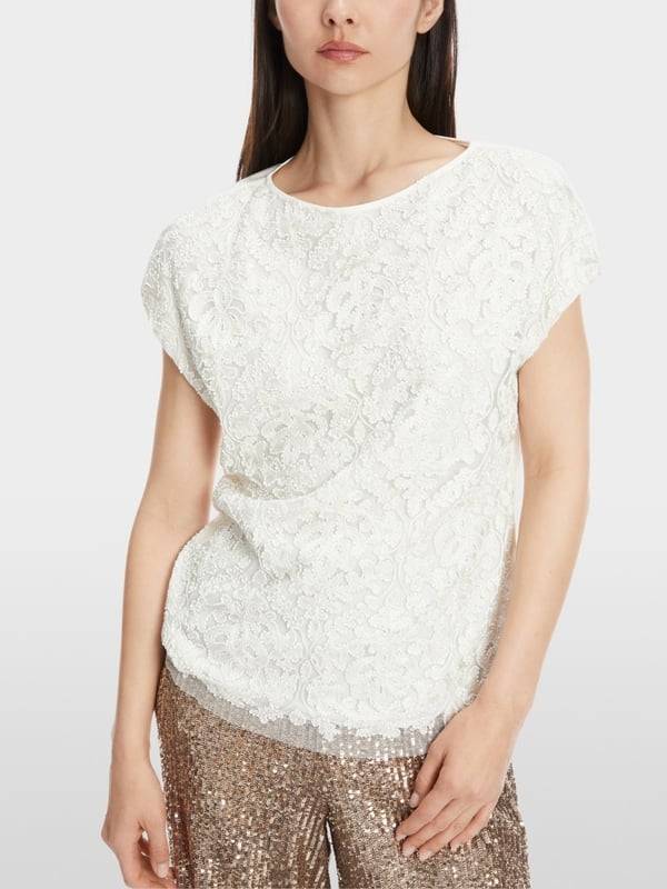 Marc Cain Voile-Bluse mit Stickerei Top Angebot