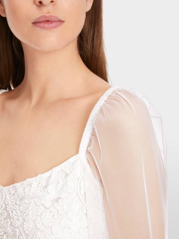 Marc Cain Spitzen-Bluse mit Perlen-Stickerei Online Outlet