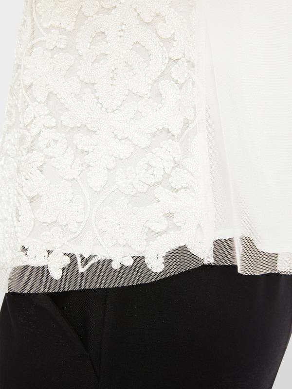 Marc Cain Spitzen-Bluse mit Perlen-Stickerei Online Outlet